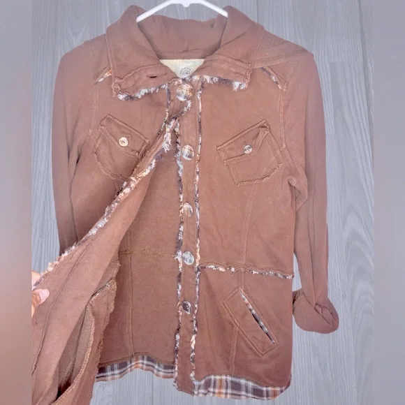 American Rag Brown Frayed Trim Jacket - Picture 3 of 9